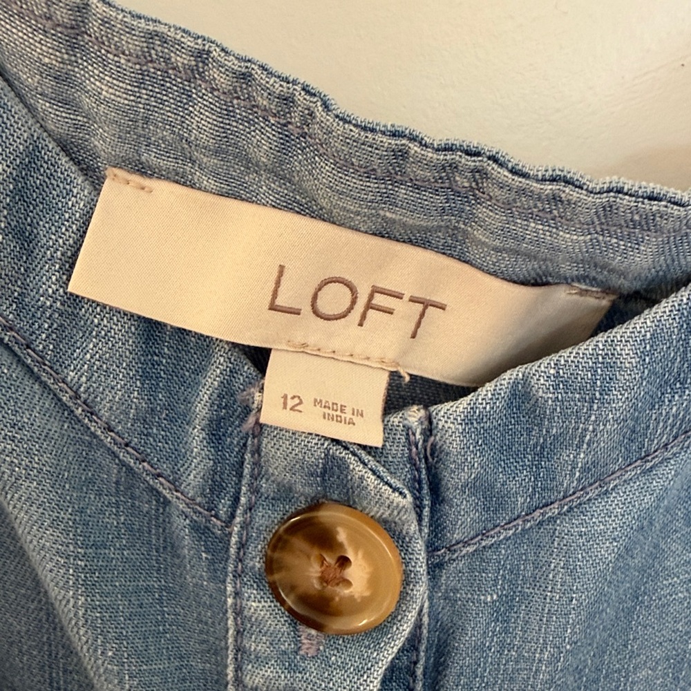 LOFT Blue Denim Jumpsuit - Picture 2 of 3